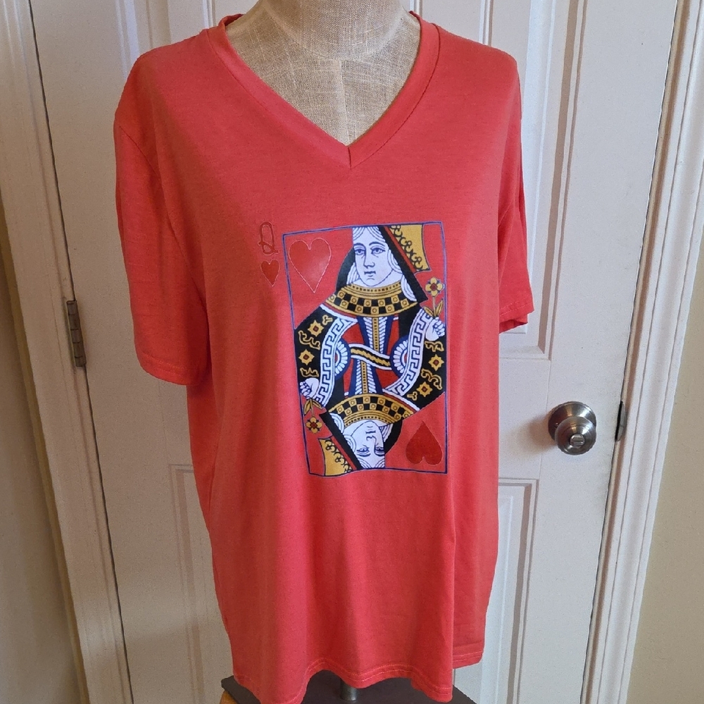 Bright Pink Queen Of Hearts Graphic Tshirt